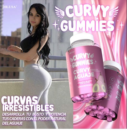 Curvy Gummies Originales - Frasco 60 Unidades - Frutos Rojos-Gluten Free/vegan - Aumenta y Moldea Tu Figura - Caderas y  Senos