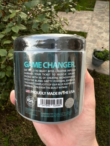 Gomas Creatina Beast Bites 150 Gr Frambuesa Azul