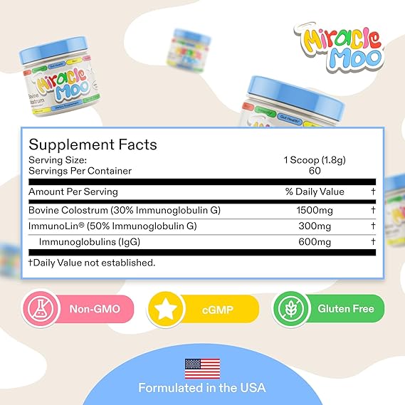 Miracle Moo Colostrum Suplemento Polvo 108g Inmunidad - Sin Sabor