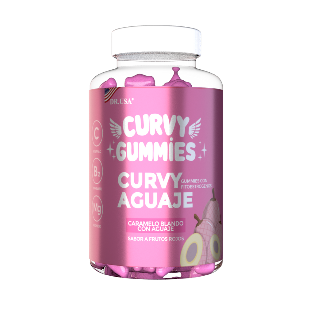 Curvy Gummies Originales - Frasco 60 Unidades - Frutos Rojos-Gluten Free/vegan - Aumenta y Moldea Tu Figura - Caderas y  Senos
